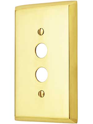 Traditional Single Gang Push Button Switch Plate in Forged Brass