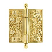 House of Antique Hardware R-04DE-108-UL Solid Brass Eastlake 3 1//2 Ball Tip Hinge in Unlacquered Brass