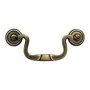 4 NOS Antique Brass Swan Neck Drop Bail Drawer Pull Handles w/screws 3-1/2"space